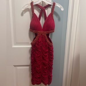 Red Jeweled Mini Dress